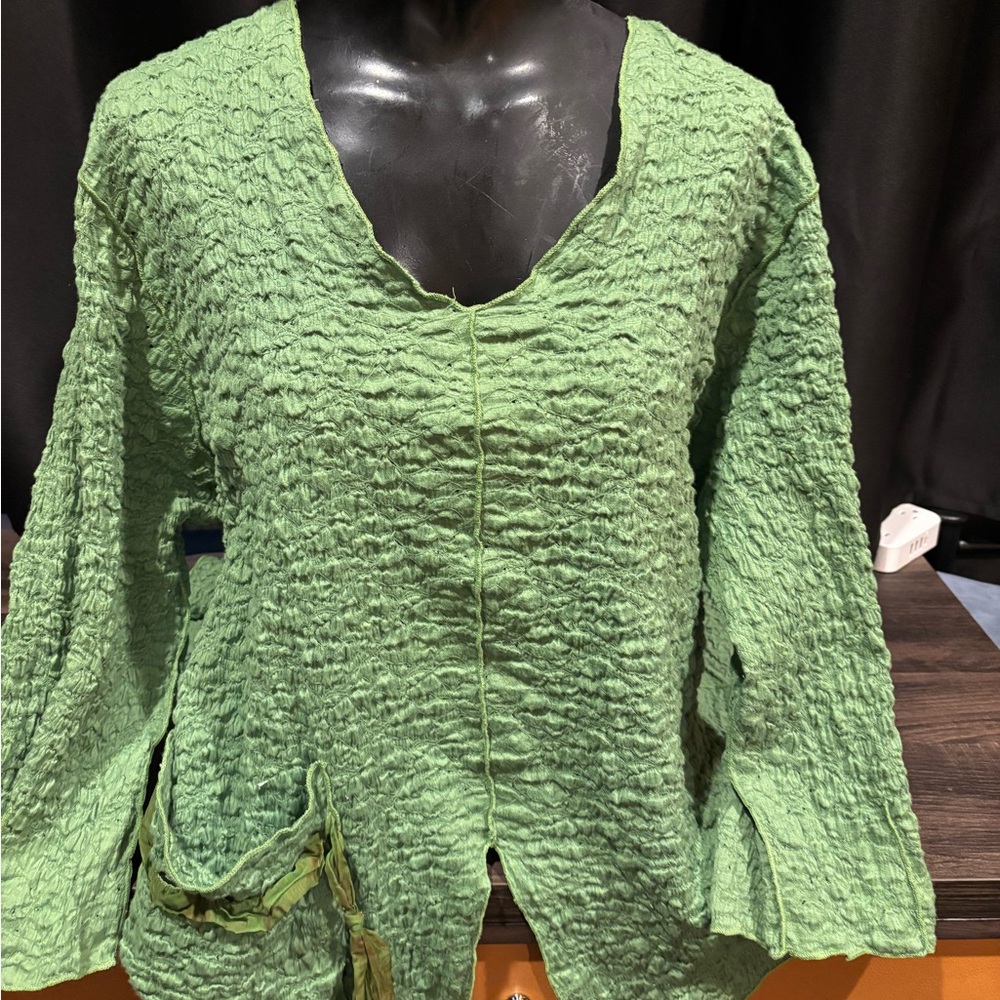 Textured NOBLU Green Long Sleeve Top